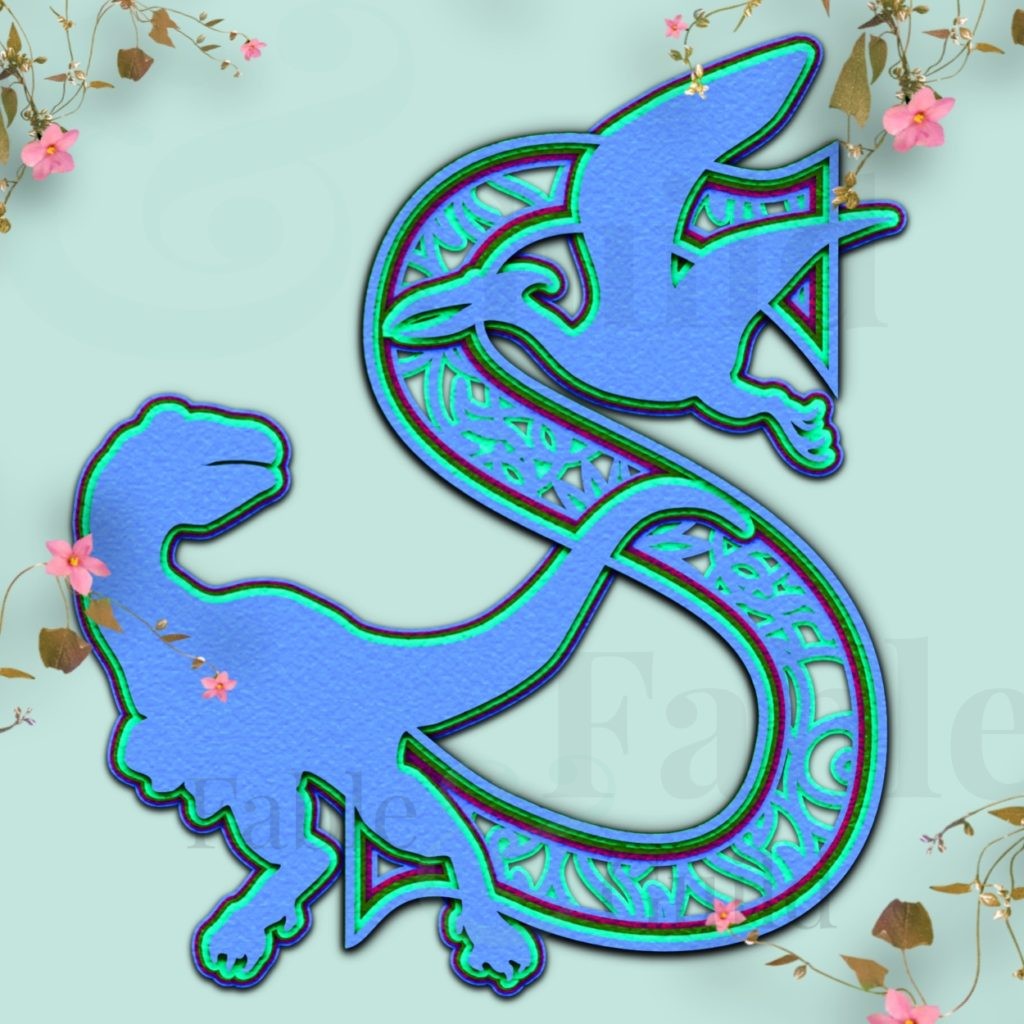 Wicked 3D SVG Dinosaur Cut File Letter S - Fable & Guild