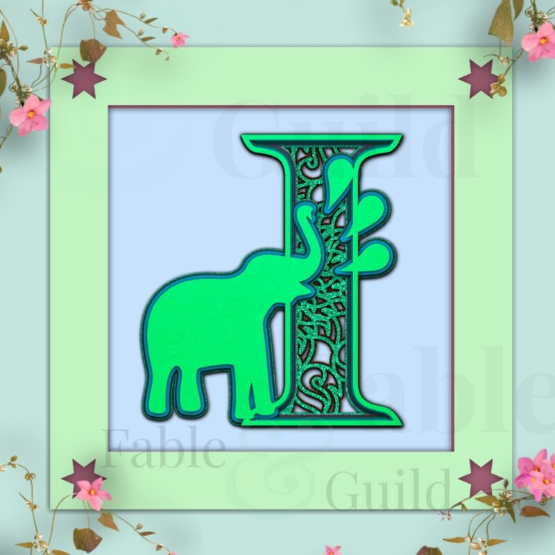 Ely the Elephant Cut File Alphabet Letter I