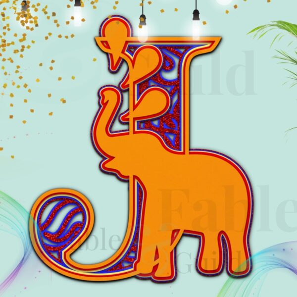 Ely the Elephant Letter Cut File J