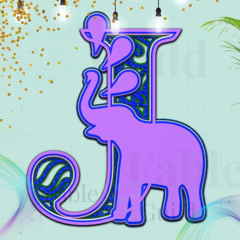 Ely the Elephant Letter Cut File J