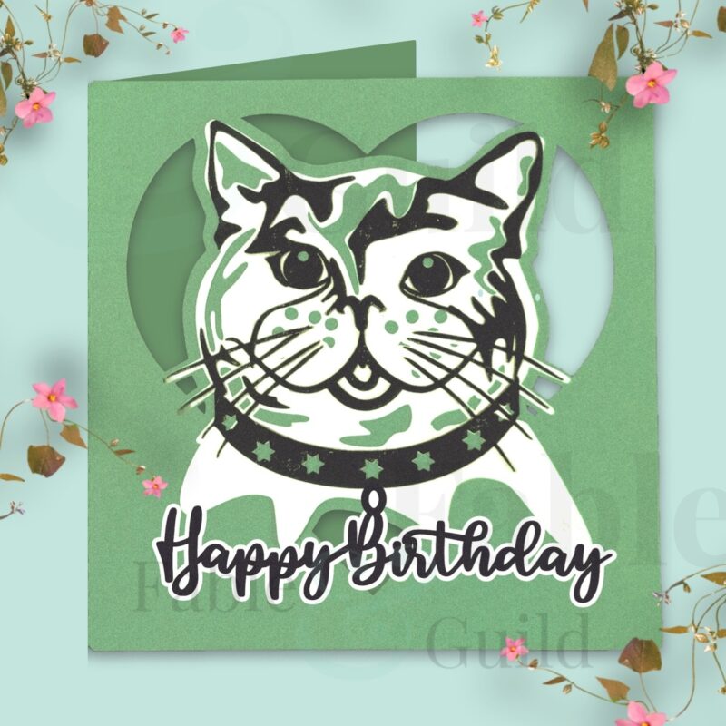 Luna the Cat Birthday Card SVG Cut File