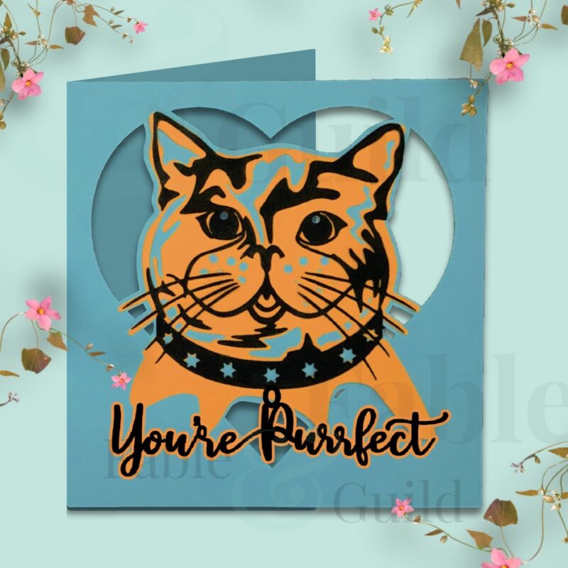 Luna the Cat You're Purrfect a Cat Greeting Card Cut File
