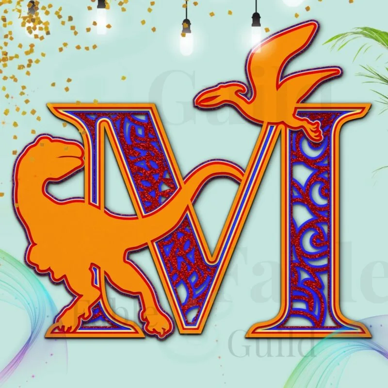 Dylan the Dinosaur Alphabet Cut File Letter M