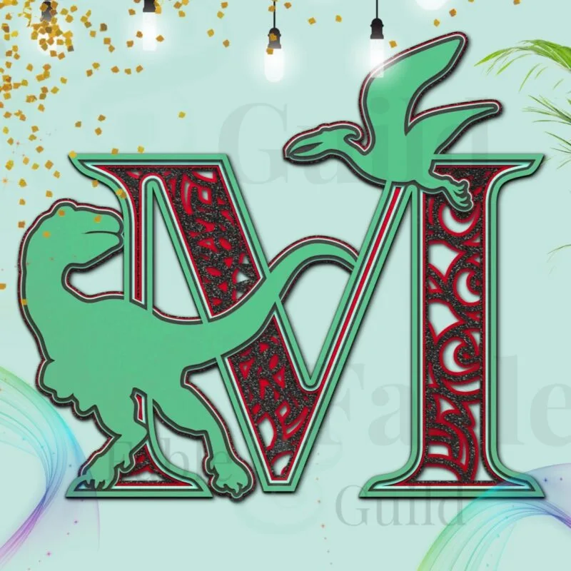 Dylan the Dinosaur Alphabet Cut File Letter M