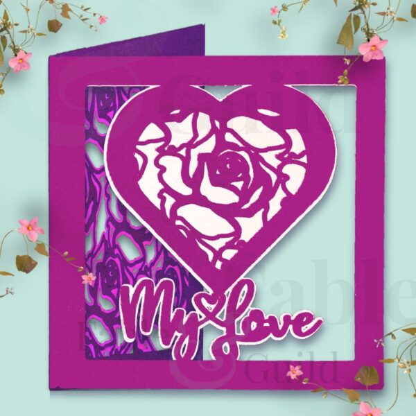 Rose Bouquet Valentines Card cut file