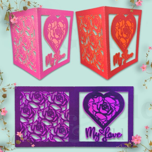 Rose Bouquet Valentines Card cut file