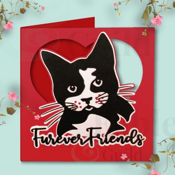 Shadow Furever Friends Card is a cat friendship card cut file