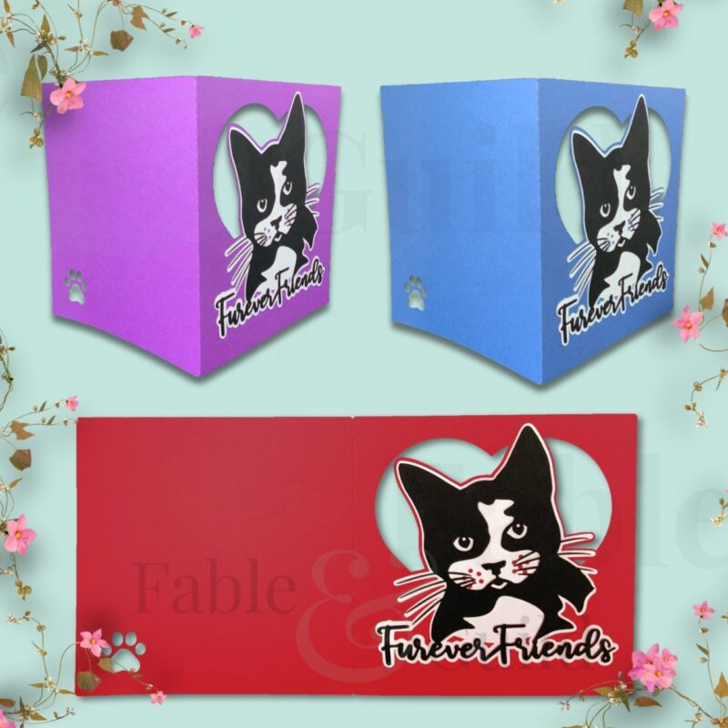 Shadow Furever Friends Card is a cat friendship card cut file
