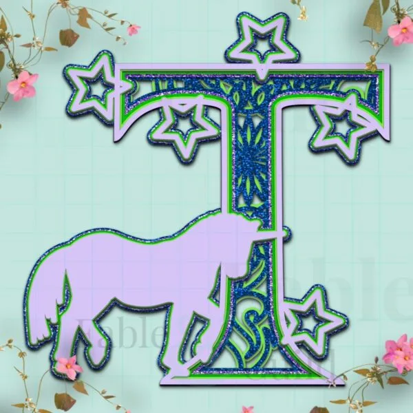 Star the Unicorn SVG Cut File Letter T