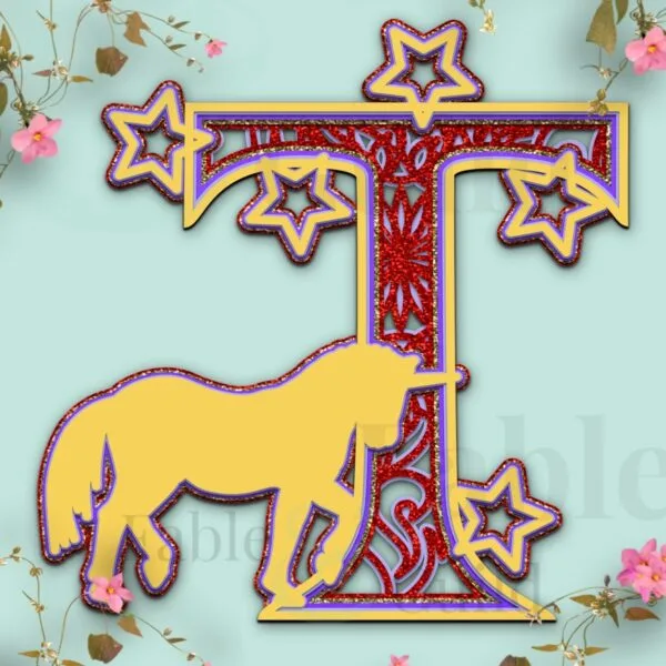 Star the Unicorn SVG Cut File Letter T
