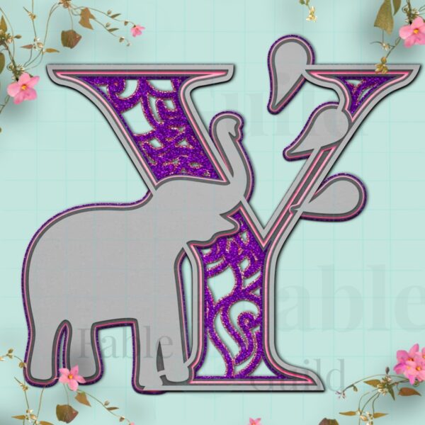 Ely the Elephant SVG Letter Y