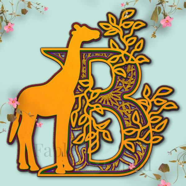 Multi Layered Giraffe SVG Letter Cut File Alphabet Letter B