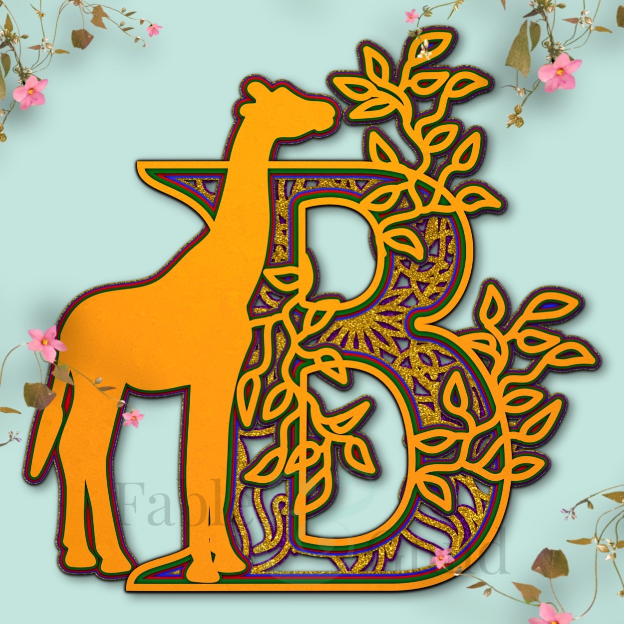 Giraffe monogram letter B SVG cut file - So Fontsy