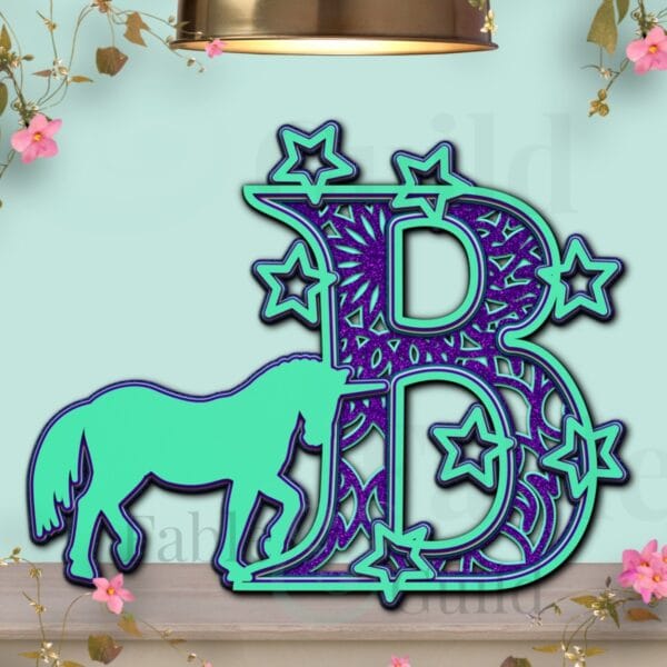 Layered SVG Cricut Unicorn Letter B Cut File