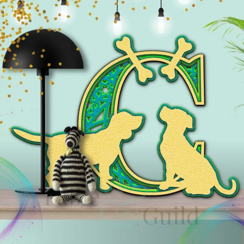 SVG Cameo Dog Letter Cut File C