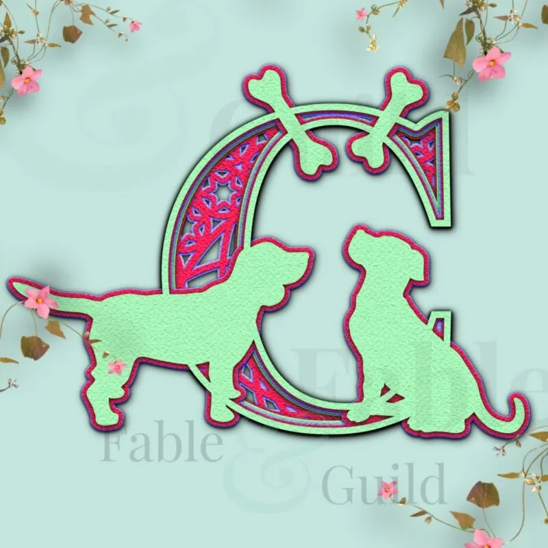 SVG Cameo Dog Letter Cut File C