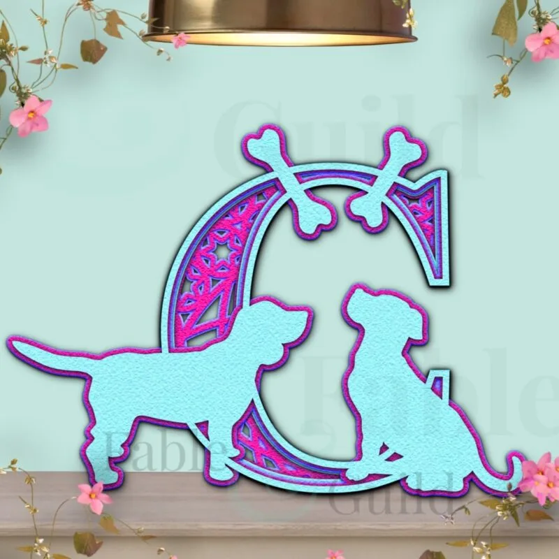 SVG Cameo Dog Letter Cut File C