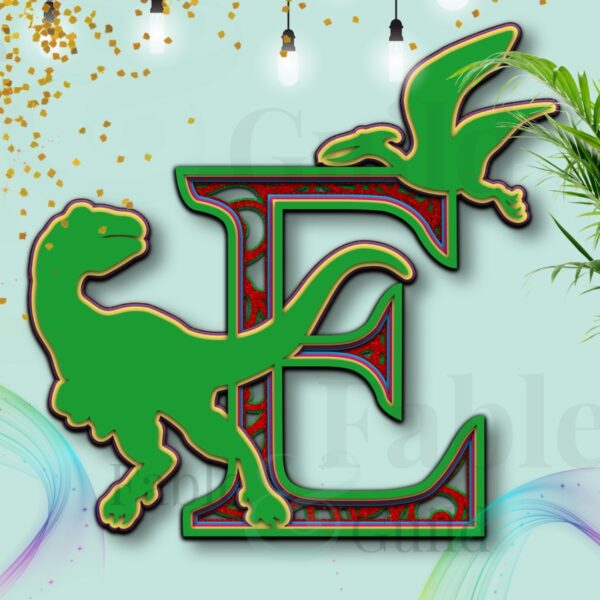 Layered Dinosaur SVG Cut File Letter E