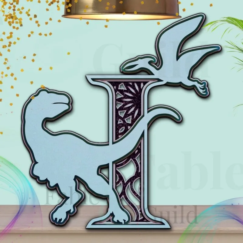 SVG ScanNCut Dinosaur Letter Cut File I