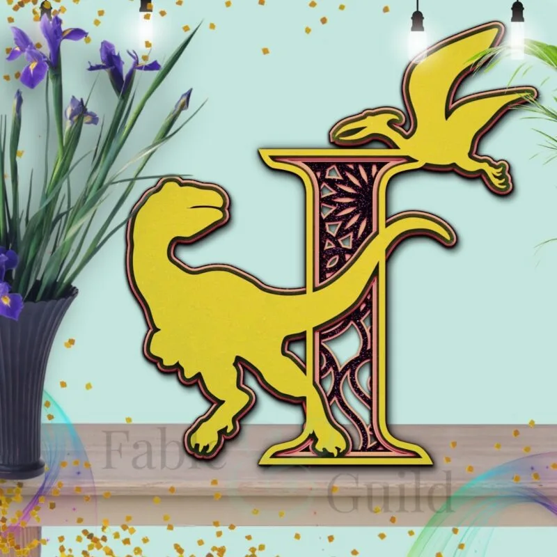 SVG ScanNCut Dinosaur Letter Cut File I