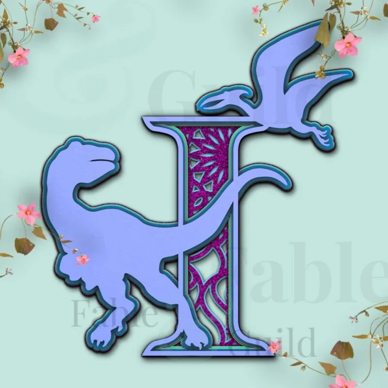 SVG ScanNCut Dinosaur Letter Cut File I