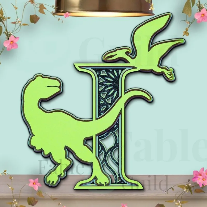 SVG ScanNCut Dinosaur Letter Cut File I