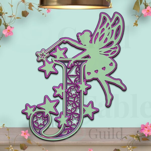 Layered Fairy SVG Cut File Letter J
