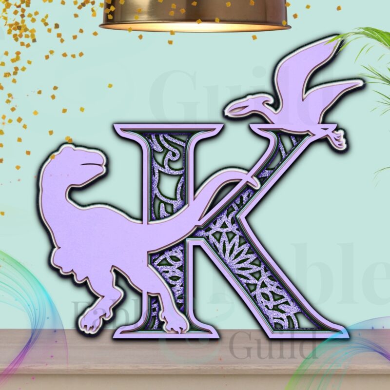 SVG Cricut Dinosaur Letter Cut File K