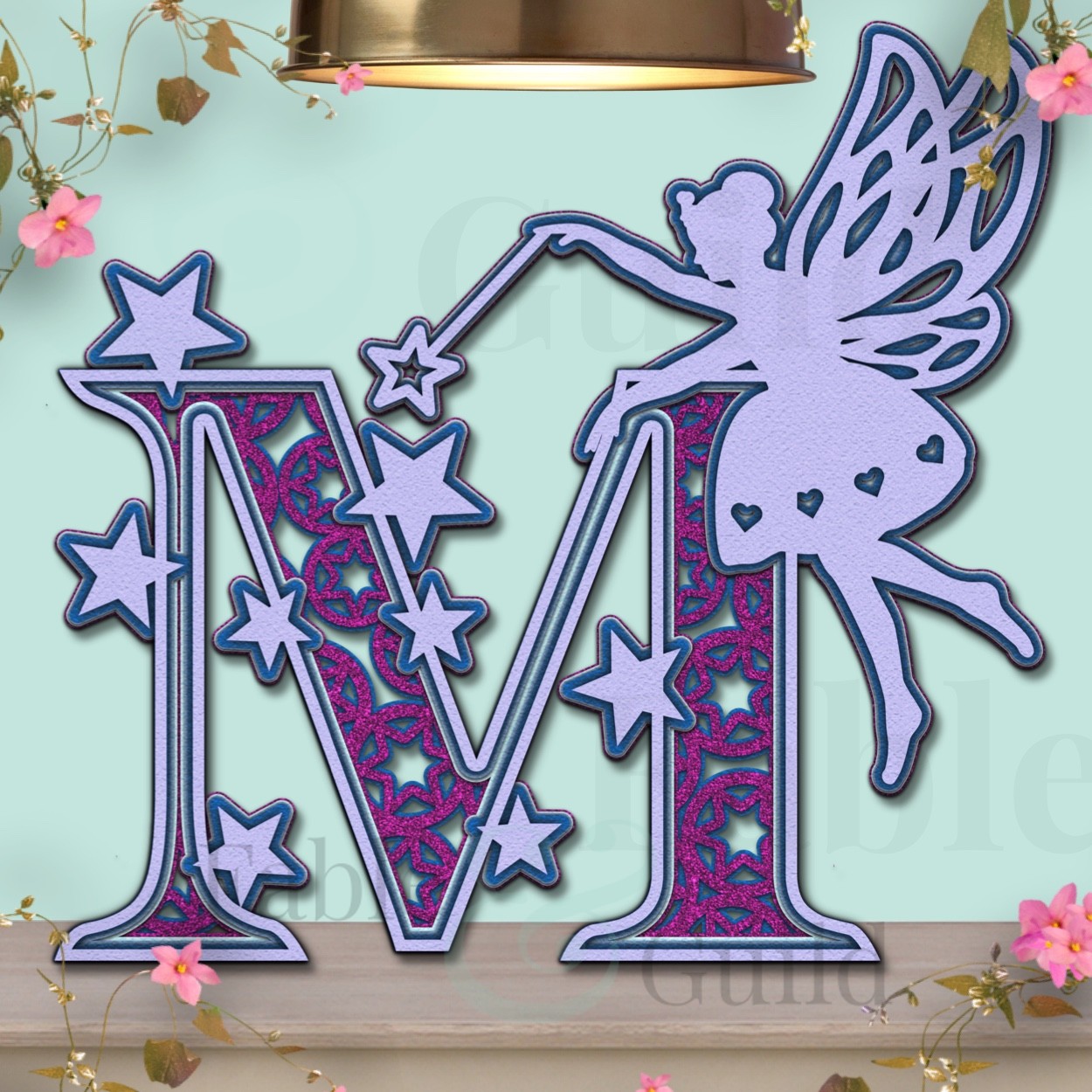 Cute Fun 3D Fairy Letter SVG Cut File M - Fable & Guild