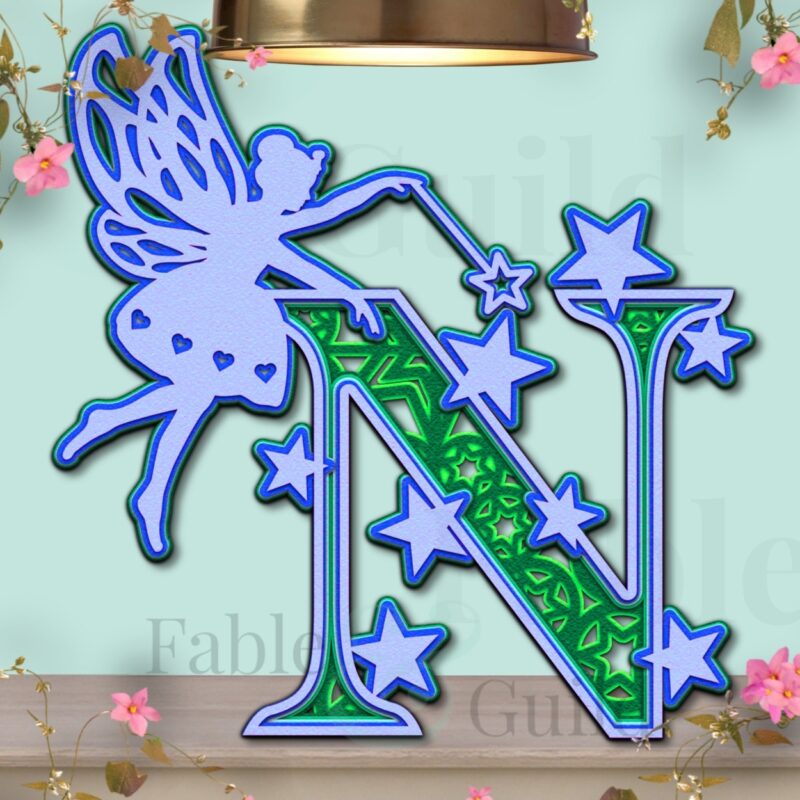 Fleur the Fairy Alphabet Letter N - layered fairy cut file