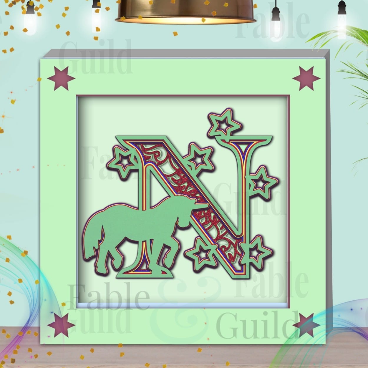 Download New Layered Unicorn Svg Cut File 3d Letter N Fable Guild