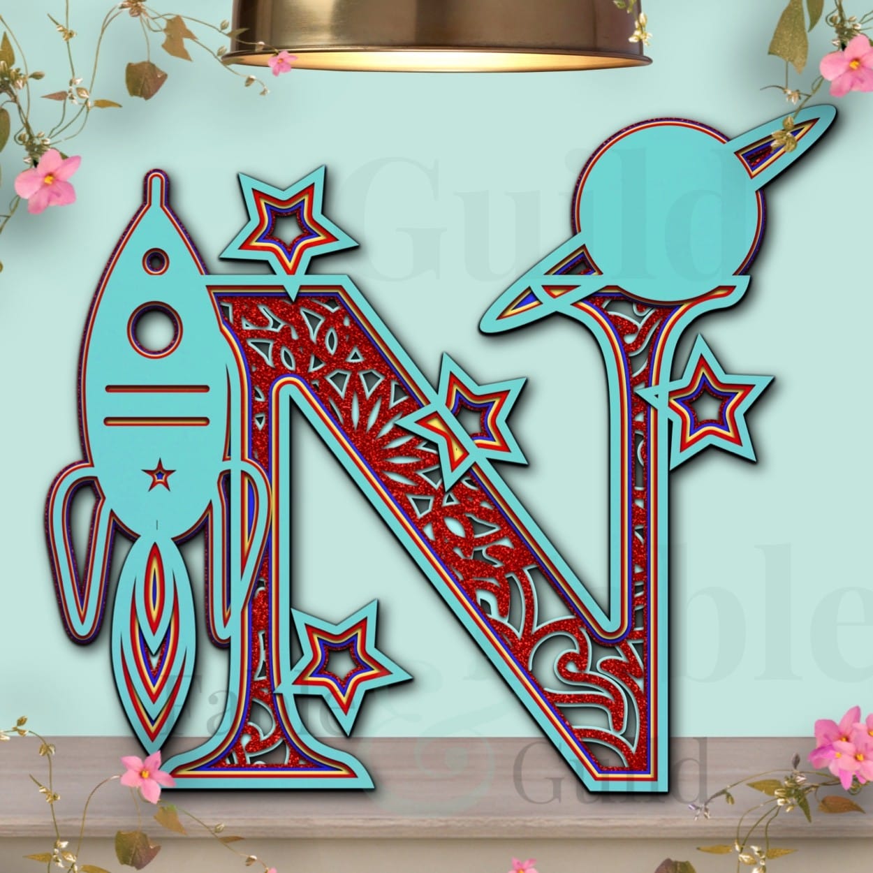 Download Cool 3d Svg Cricut Rocket Letter N Cut File Fable Guild