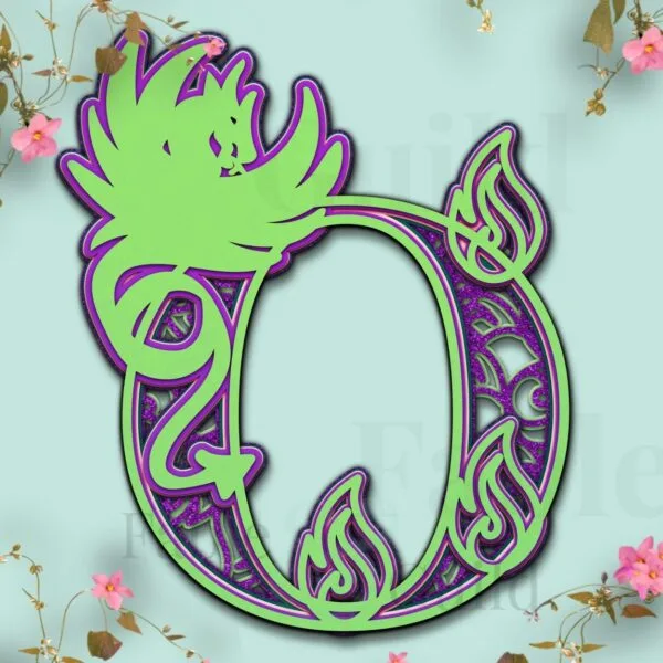 Drakko Layered Dragon SVG Letter Cut File "O"