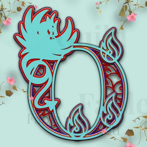 Drakko Layered Dragon SVG Letter Cut File "O"