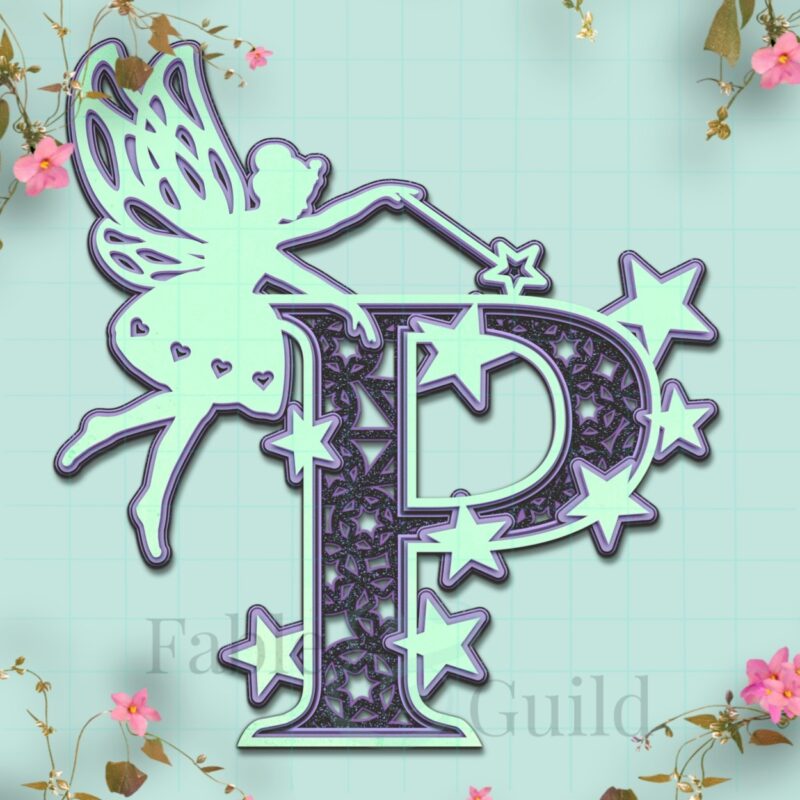 Layered SVG Fairy Letter Cut File P