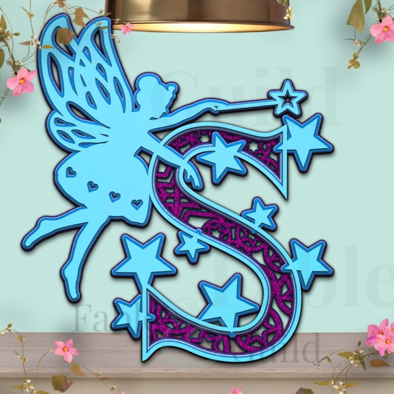 Layered SVG Cut File Fairy Letter S