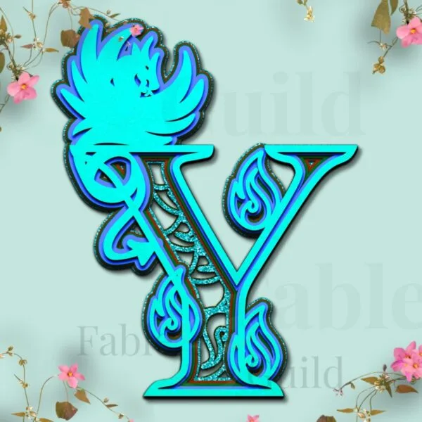 Drakko the Dragon Layered Cut File Letter Y