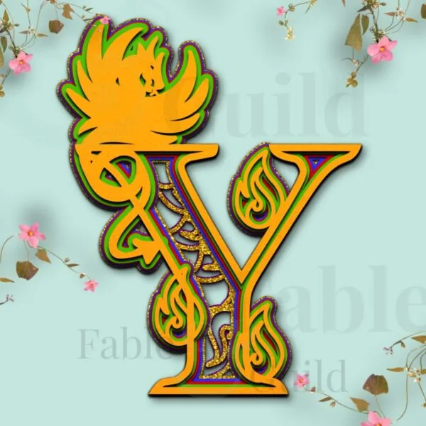 Drakko the Dragon Layered Cut File Letter Y