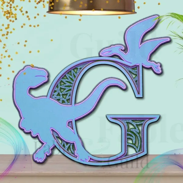 SVG Dylan the Dinosaur Cut File Letter G