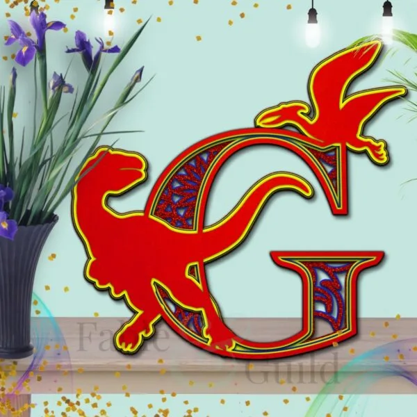 SVG Dylan the Dinosaur Cut File Letter G