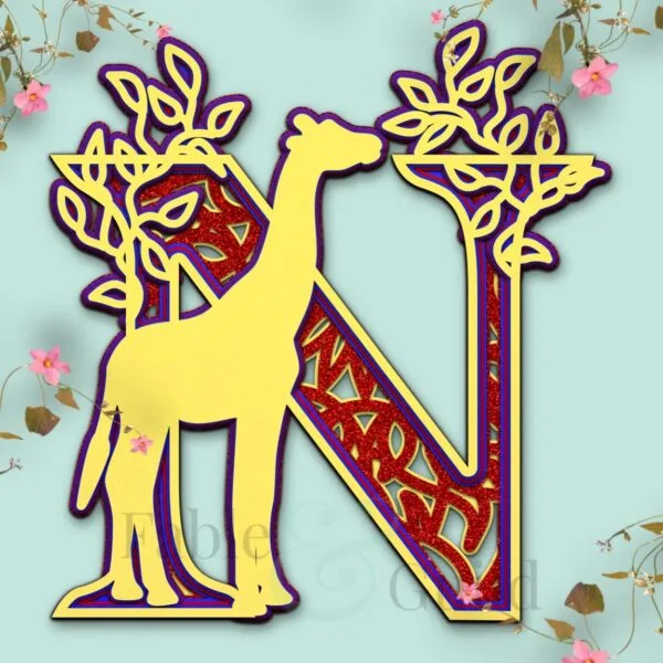 Multi Layered Giraffe Cut File Alphabet Letter N