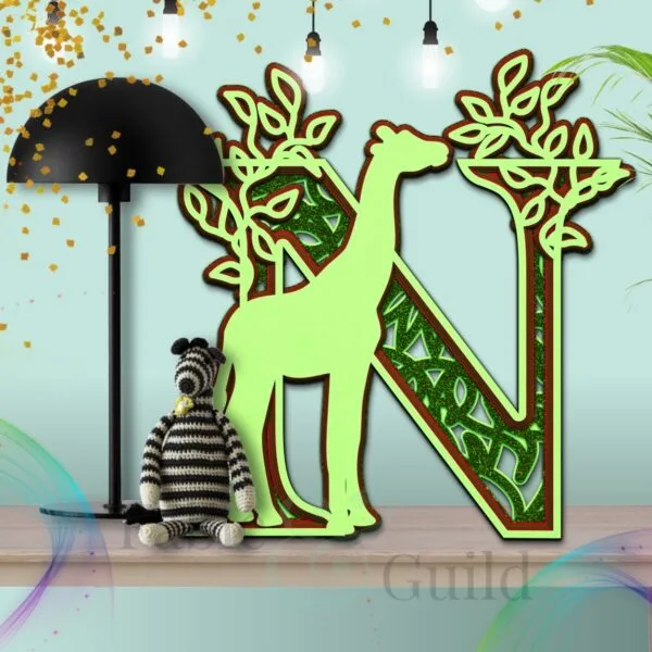 Multi Layered Giraffe Cut File Alphabet Letter N