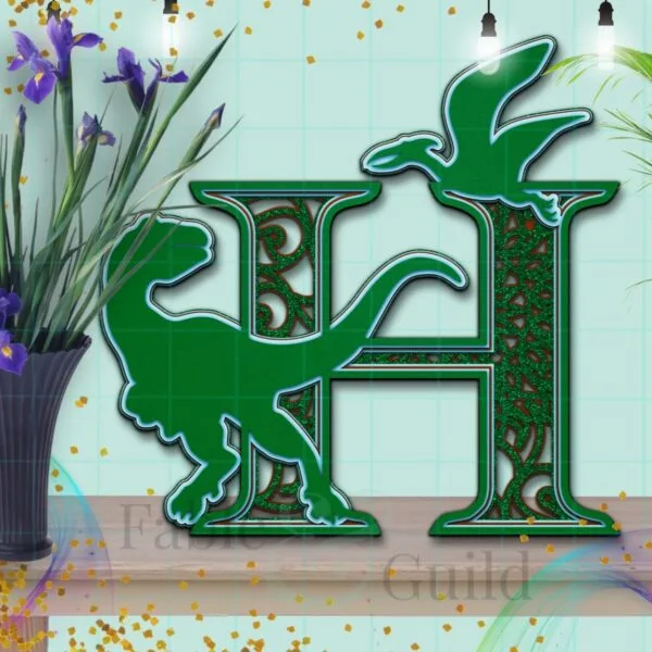 SVG Dylan the Dinosaur Letter  Cutting File H