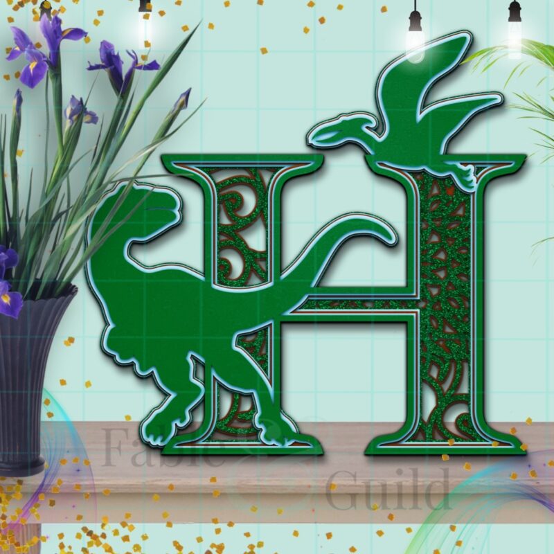 SVG Dylan the Dinosaur Letter  Cutting File H