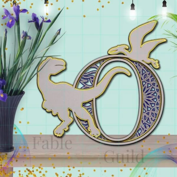 SVG Dylan the Dinosaur - Dino Letter Cut File O