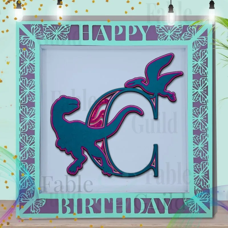 3D Dinosaur Letter SVG C