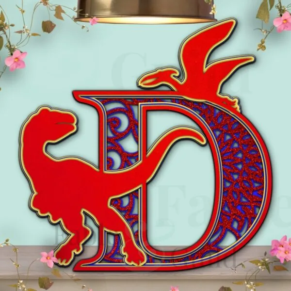 T Rex Letter SVG Cut File D