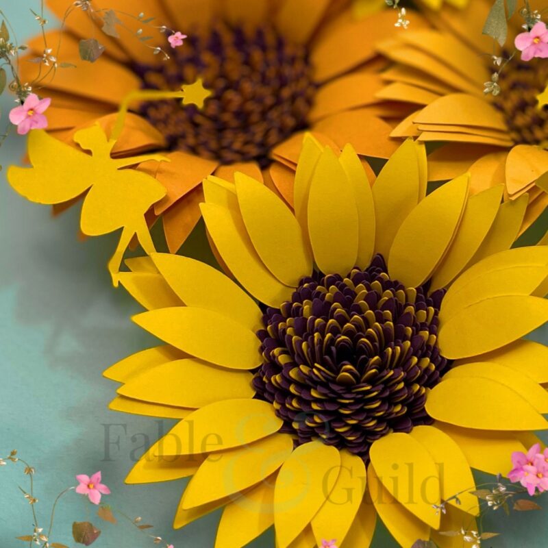 Secret Garden - Sunflower & the Fairy (Cricut Sunflower SVG) inc. a FREE SVG template - cricut sunflower svg