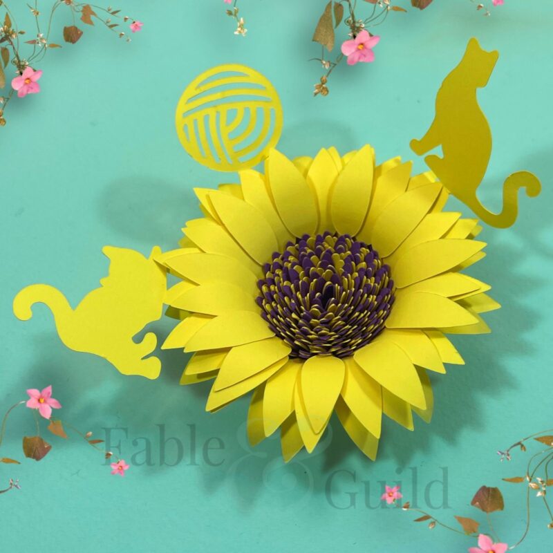 Cat with Sunflower SVG