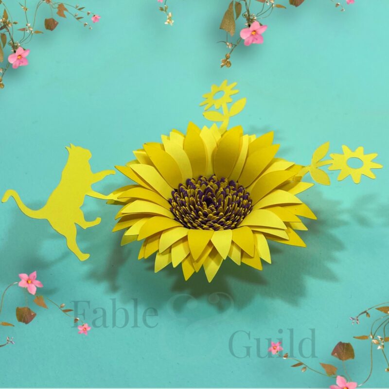 Cat Love Sunflower Template SVG